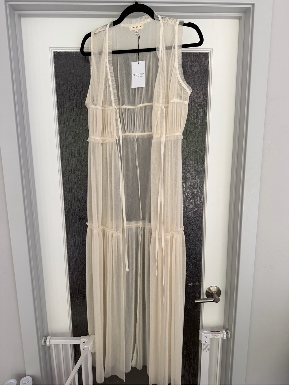 Vici Sheer Ivory Long Duster Vest